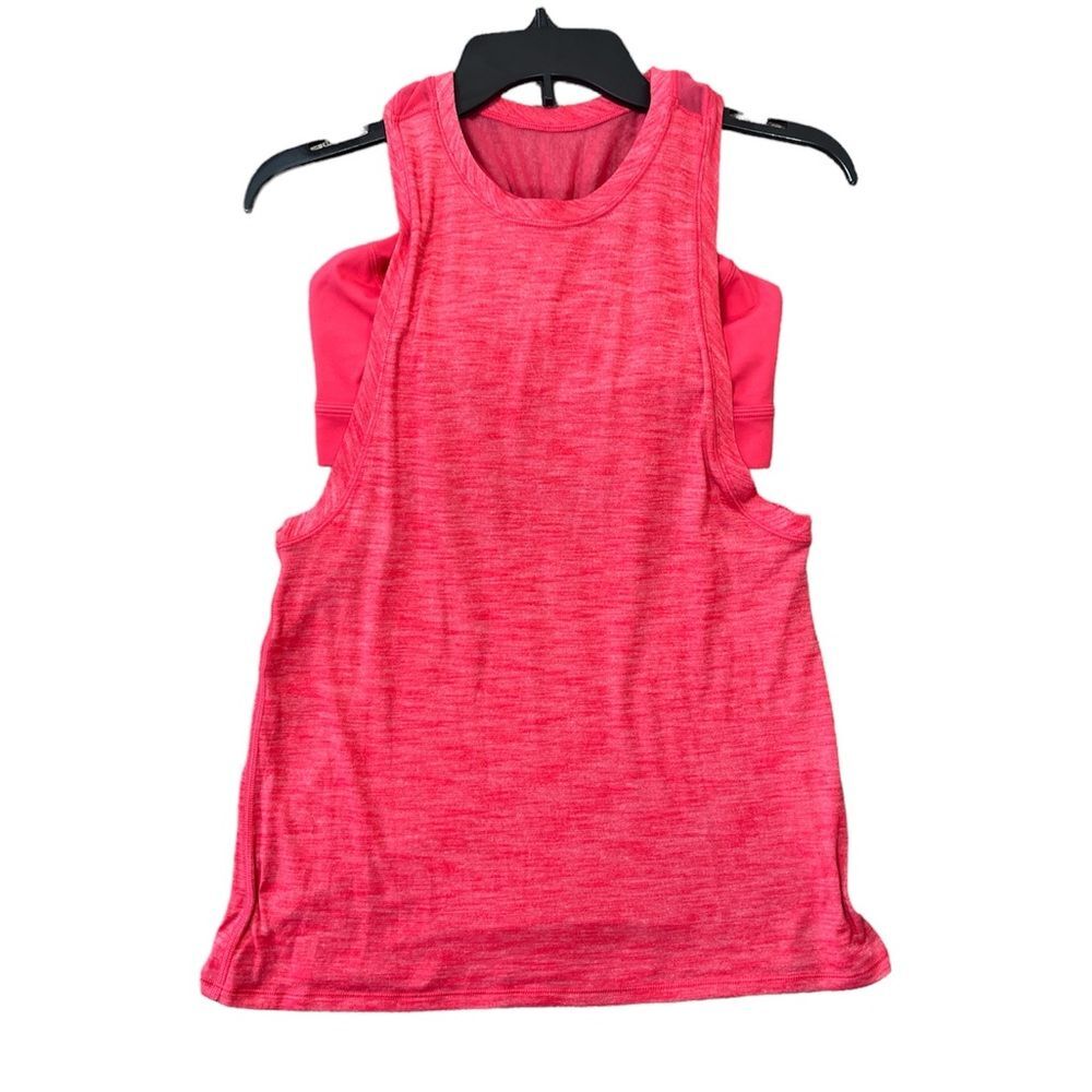 Lululemon Work The Circuit Tank Top Heathered Lush Coral size 6 built-in bra